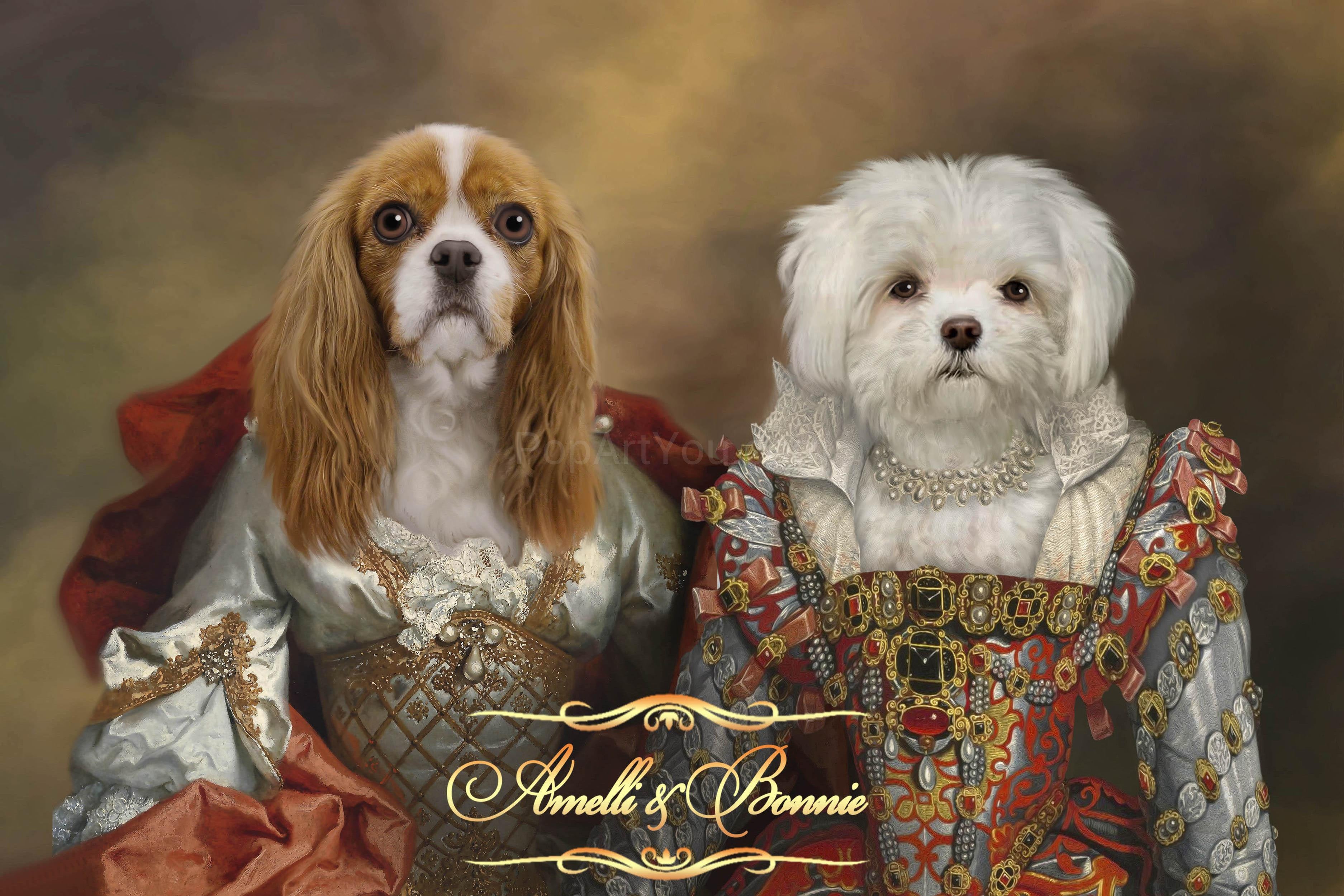 The eighth of many costume combinations for a two pets portrait