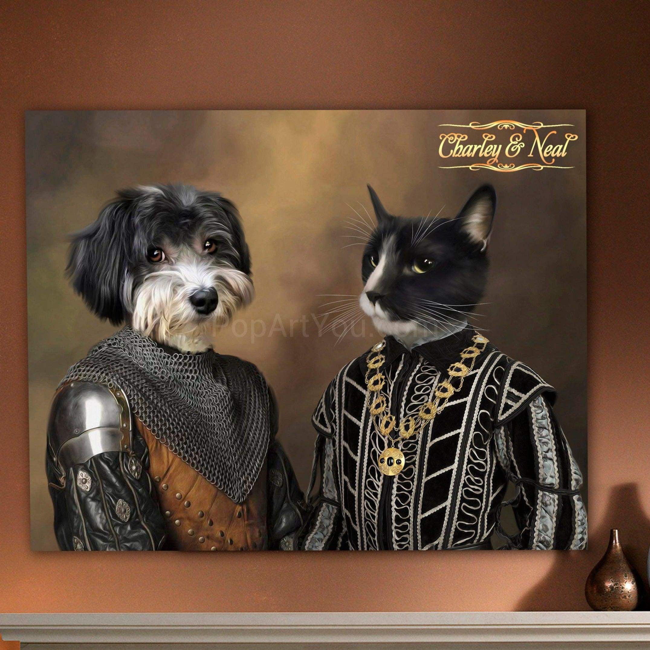 The fifth of many costume combinations for a two pets portrait