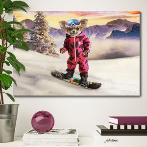 Snowboard female pet portrait