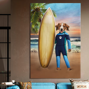 Surfing male pet portrait