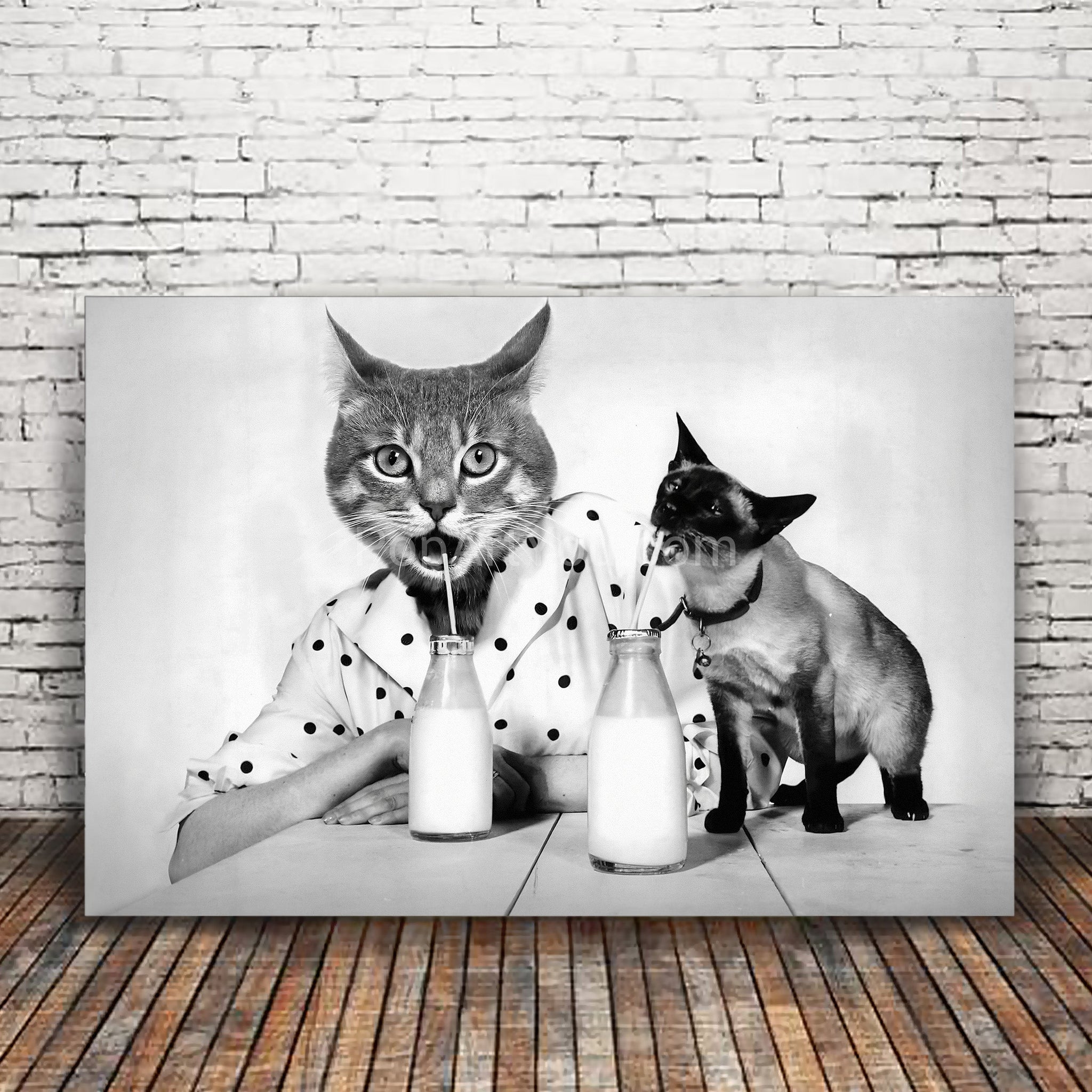 Milk lovers retro pet portrait