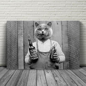 Whiskey lover retro pet portrait